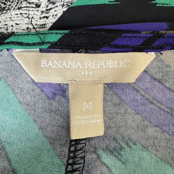 Banana Republic Dress Womens Medium Abstract Print Stretch Tunic Belted Knit - Picture 4 of 14